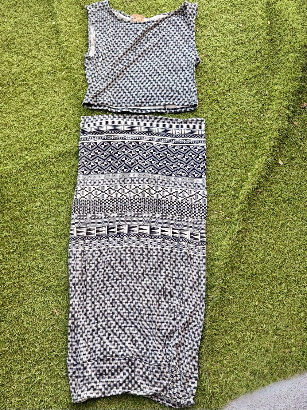 Leith Black & White Patterned Maxi Two-Piece Set
